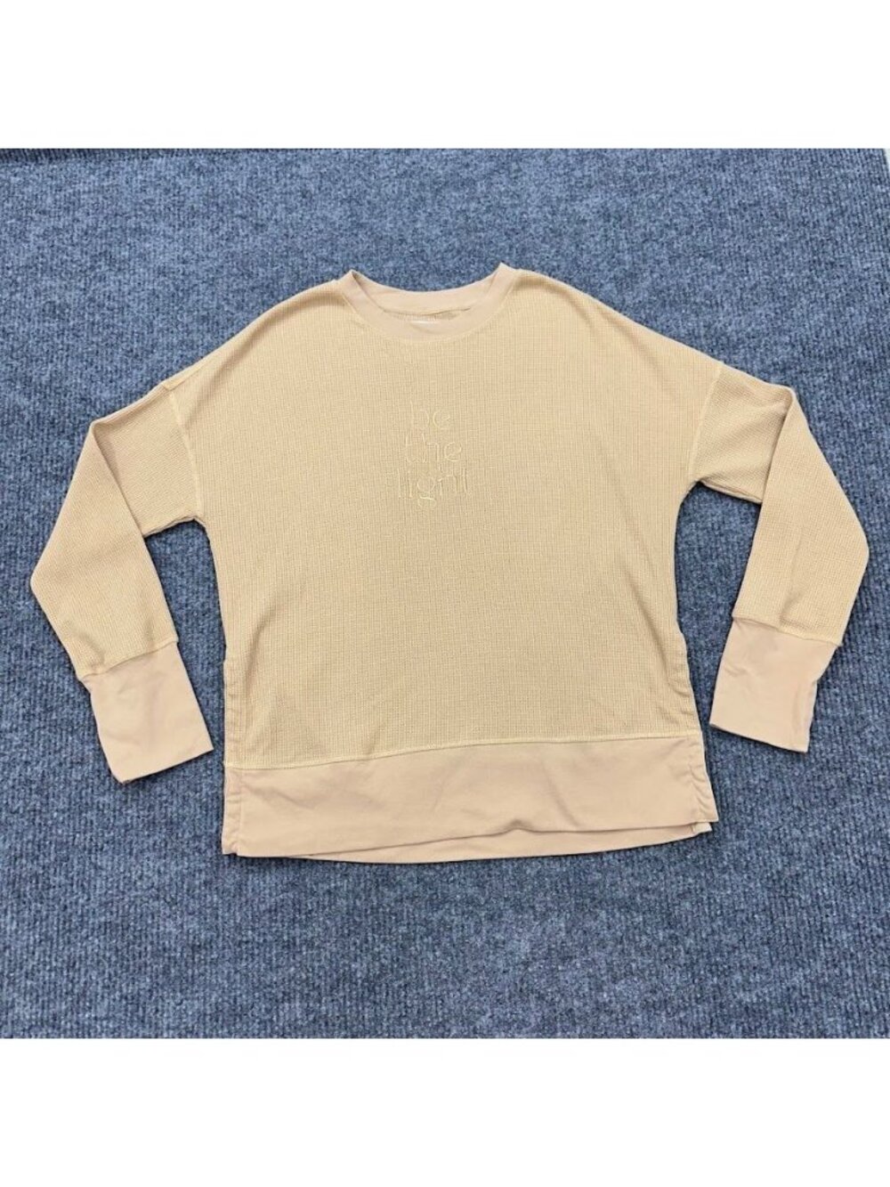 West Coast Catholic Be The Light Waffle Knit Long Sleeve Tunic Shirt Womens XL